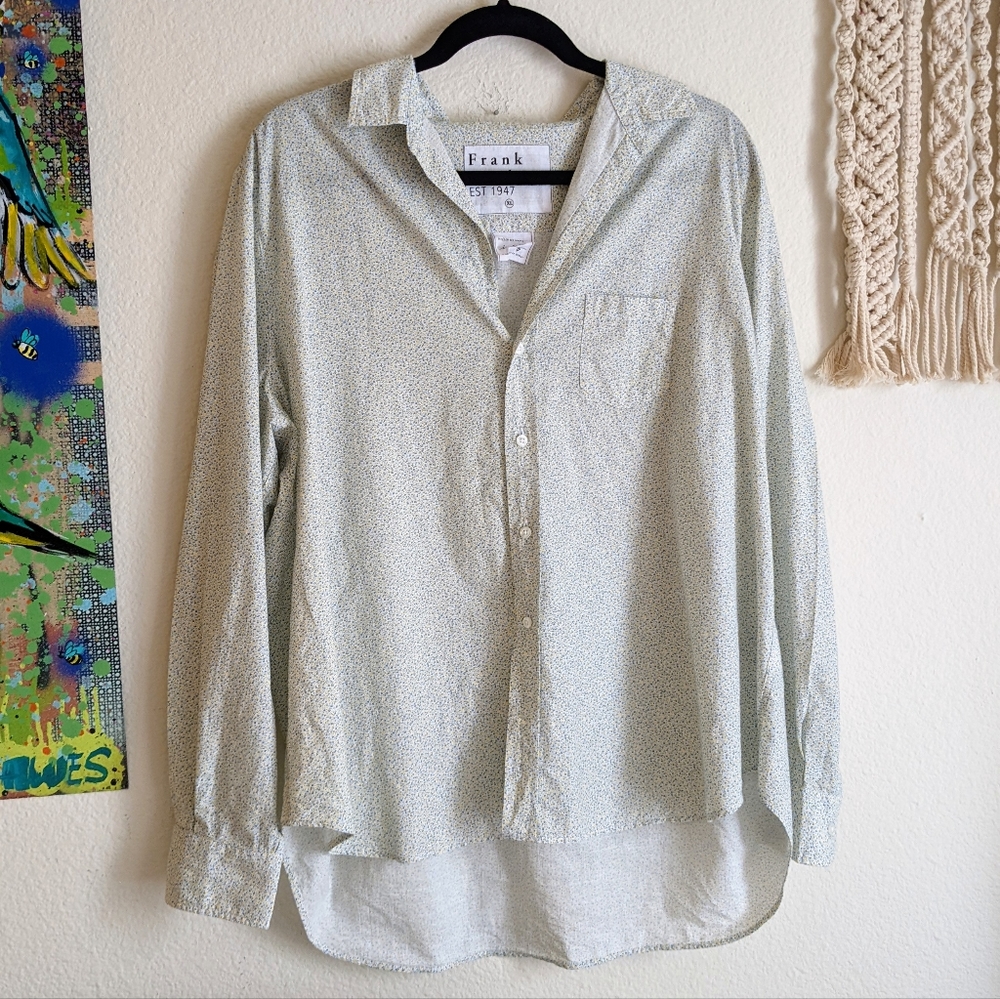 Frank & Eileen Ditsy Floral Eileen Yellow Blue Long Sleeve Button Up Shirt Sz XL